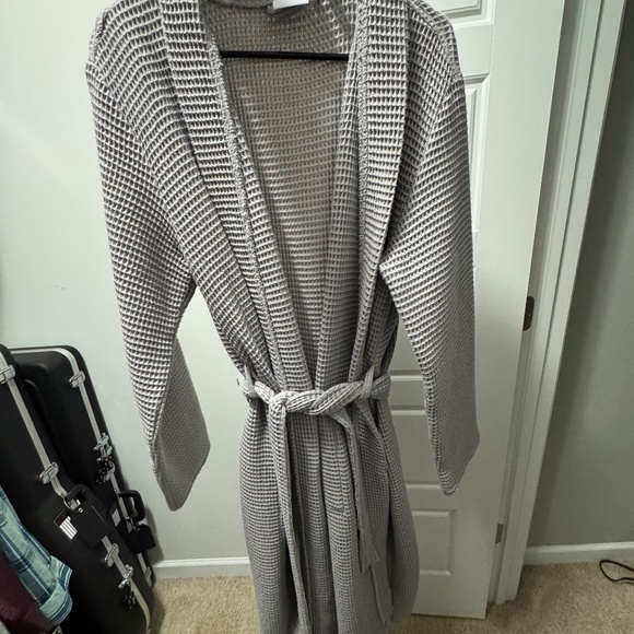 Quince Men's Robe Large Gray Waffle Pattern - Picture 1 of 4